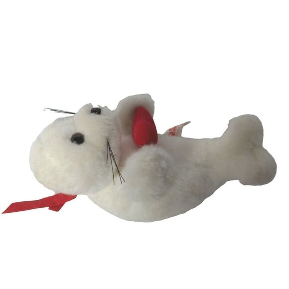 PBC International White Red Heart Seal Sealion Plush 8" - Picture 3 of 6